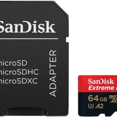 Card de Memorie MicroSDXC SanDisk Extreme PLUS, 64GB, Clasa 10, R/W speed: up to 100MB/s/ 90MB/s, include adaptor SD (pentru telefon)