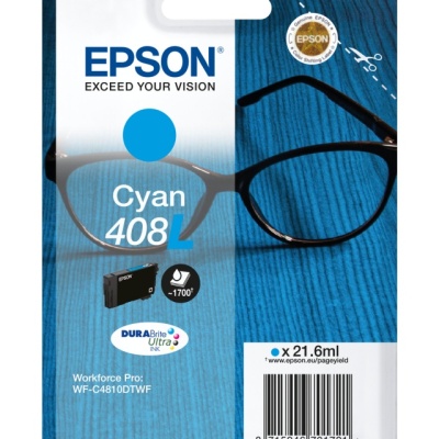 Cartus cerneala Epson 408L Ink Tank, Cyan, DuraBrite Ultra Ink,capacitate 21.6ml, 1.7k pagini, pentru WorkForce Pro WF-C4810DTWF. - Img 2