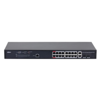 Dahua Managed Switch 18 porturi, 16 porturi POE, Gigabit, Port 1-16:16 × 10M/100M/1000MBase-T (PoE), Port 17-18:2 × 10M/100M/1000MBase-T (uplink) (combo), Port 17-18:2 × 1000M SFP (uplink)(combo), 1 × Console port, Managed L2, Capacitate switch: 56 Gbps, - Img 3