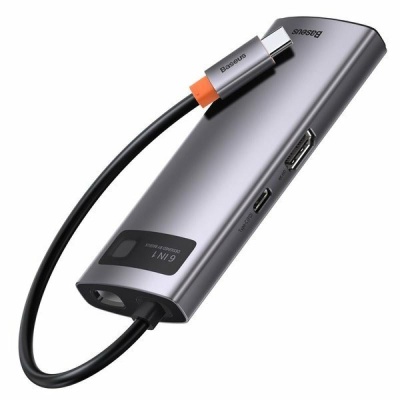 Docking Station Baseus Metal Gleam Series 5-in-1, conectare PC USB Type- C, USB 3.0 x 3, USB Type C x 1 PD 100W 5V / 9V / 14.5V / 20V 5A (Max.), HDMI x 1/4K/30Hz, gri - Img 8