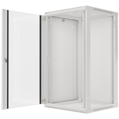 Dulap rack 19" perete 22U / 600x600 (flat pack) cu ușă din sticlă, gri V2