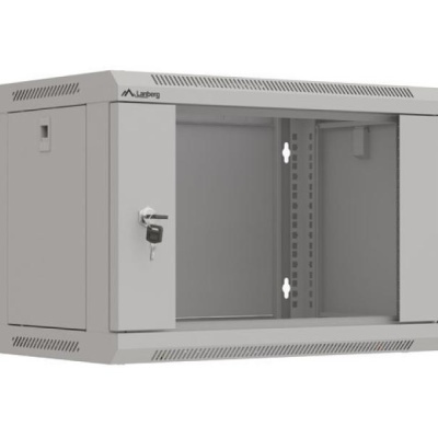 Dulap rack de perete 19", 6U, 540x350 mm, usa din sticla, gri,