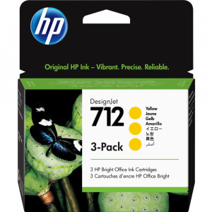 HP 3ED79A YELLOW INKJET CARTRIDGE 3-PACK, 29ML, pentru: DesignJet T210, T230, T250, T630, T650.