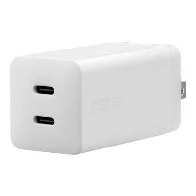 Incarcator alimentator original Asus pentru smartphone/tableta/laptop, tehnologie GaN, 2 porturi USB-C, 65W, alb - Img 2