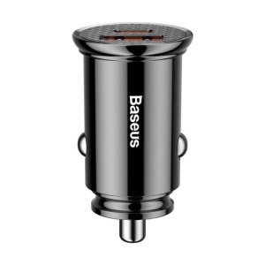 Incarcator auto Baseus Circular Plastic PPS, 1 x USB Output 4.5V/5A, 1 x USB Type-C Output 5V/3A, total output 30W, pt. bricheta auto, negru