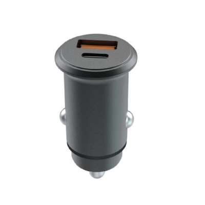 Incarcator auto Lemontti Super Fast Charge 65W 2 porturi PD Type-C 65W + USB-A QC 3.0, Negru