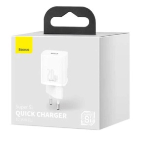 INCARCATOR retea Baseus Super Si, Quick Charge 20W, 1 x USB Type-C 5V/3A, alb