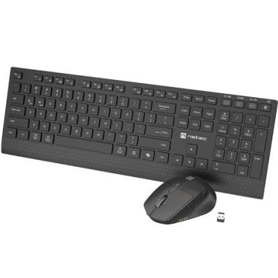 Kit Natec NATEC STINGRAY 2, tastatura wireless tip membrana, 109 taste, mouse wireless, rezolutie maxima 1400 DPI, senzor Blue Sense, negru