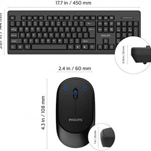 Kit tastatura si mouse Philips SPT6324B, Wireless, negru