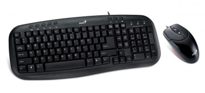 Kit Wired tastatura si mouse Genius KM-200, taste numerice, Negru