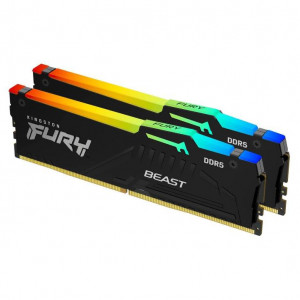 Memorie RAM Kingston, DIMM, DDR5, 64GB, 6000MHz, CL40, 1.35V, FURY Beast, Kit of 2, RGB