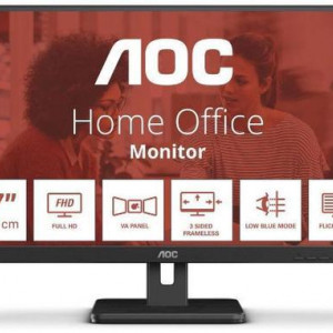 MONITOR AOC 27E3UM 27 inch, Panel Type: VA, Backlight: WLED, Resolution:1920x1080, Aspect Ratio: 16:9, Refresh Rate:75Hz, Response t ime GtG: 4ms, Brightness: 300 cd/m², Contrast (static): 3000:1, Viewing angle:178/178, Colours: 16.7 millions, 2Wx2