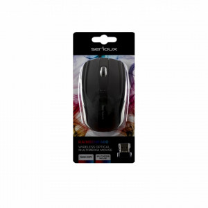 Mouse Serioux, Rainbow 400, fara fir, USB, senzor optic, distanta de operare; 10m, precizie: 1000/1600DPI ajustabila, 4 butoane, 2x baterie AAA, sisteme de operare: Windows / Mac OS / Linux, negru