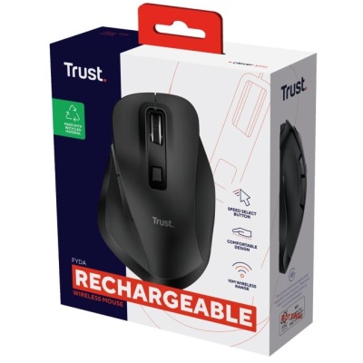 Mouse Trust Fyda ergonomic, reincarcabil, wireless RF 2.4GHz, USB2.0, 6 butoane, rezolutie 2400 DPI, negru - Img 11