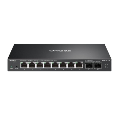 Omada 8-Port 2.5GBASE-T Easy Managed Switch with 2 10GE SFP+ Slots PORT: 8× 2.5G RJ45 Ports，2× 10G SFP+ Slots SPEC: Desktop Steel Case and Fanless FEATURE: Centralized Management by Omada SDN Controller, Omada App. Flow Control, Loopback Detection, Port