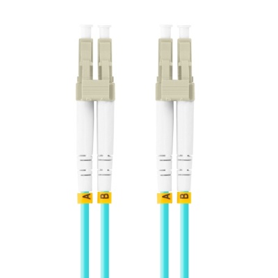 Patch cord fibră MM LC/UPC-LC/UPC duplex 5 m LSZH OM3 50/125 3,0 mm aqua