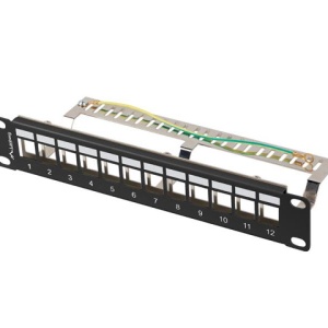 Patch panel gol 12 porturi 1U 10" FTP pentru module Keystone, negru V2