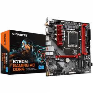 Placa de baza GIGABYTE B760M GAMING AC DDR4, LGA 1700, 2x DDR4, 1x D-Sub 1x HDMI 1x DP, 1x PCIe x1 1x PCIe x16, 2x M.2, 4xSATA 6gb/s