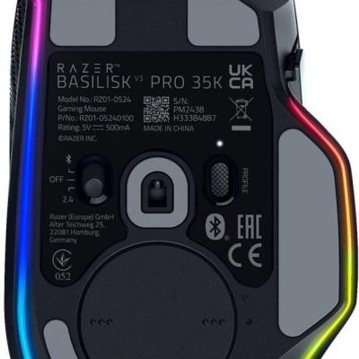 Razer Basilisk V3 35K, wireless, bluetooth, rezolutie maxima 35000 DPI, 11 butoane programabile, autonomie pana la 140h (mod wireless, miscare constanta la 1000Hz), pana la 210h (mod bluetooth), iluminare Razer Chroma™ RGB, senzor Focus Pro 35K Optical - Img 4