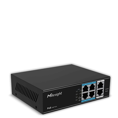 "Switch Milesight MS-S0208-GL; Porturi:8×100Mbps PoE ports (RJ45) +2×1000Mbps unlink ports; Maxim 30 W per port, Buget 120 W; Performanta: Switching capacity 11.8Gbps, Forwarding 4.17Mpps Alimentare: AC 100~240V, 50-60Hz, 2.2A; Dimensiuni: 195mm x 130mm
