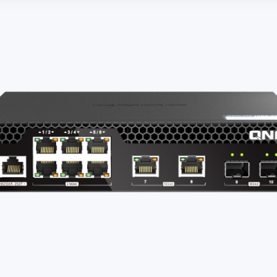 Switch QNAP M2106R CPU Marvell 98DX2528, 6 porturi 2.5Gbps, 2 porturi 10Gbps SFP+, 2 porturi 10GbE RJ45, rackabil, web-managed, garantie2 ani