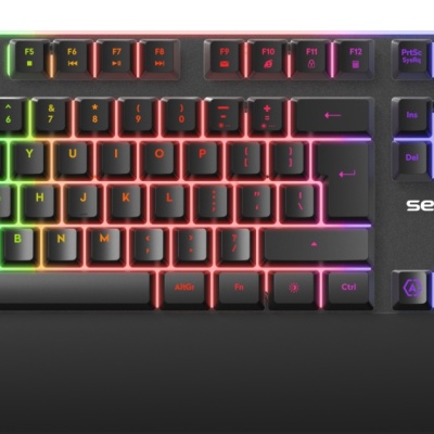 Tastatura gaming cu fir iluminata Serioux Nexor, interfata USB, numar de taste: 104, material ABS, anti-ghosting: 19 taste, lungime cablu 1.5m PVC, dimensiuni (LxAxH): 435.74 × 178.54 × 33.62 mm, negru