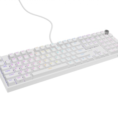 Tastatura gaming mecanica cu fir Genesis Thor 404, iluminare RGB, 107 taste, 11 butoane multimedia, alb - Img 1