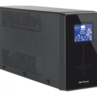 UPS Serioux Line Interactive 1200LI, ecran LCD, capacitate 1200VA/720W, 4 prize Schuko , baterie 12 V / 7.0 Ah × 2, timp mediu de functionare pe baterii 10 min - 50% sarcina, management USB/RJ45, software inclus