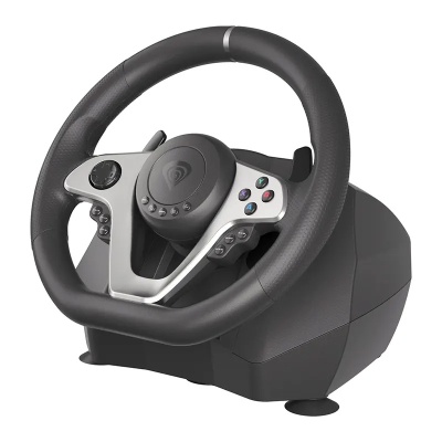 Volan Genesis cu fir Seaborg 400, interfata USB, 15 butoane, rotatie 900°, lungime cablu 200cm, compatibil cu Microsoft XBOX 360, XBOX One, Microsoft XBOX Series S, Microsoft XBOX Series X, Nintendo Switch, PC. Sony PlayStation 3, Sony PlayStation 4,