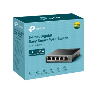 "5-Port Gigabit Easy Smart Switch with 4-Port PoE+ PORT: 4× Gigabit PoE+ Ports, 1× Gigabit Non-PoE Ports SPEC: 802.3af/at, 120 W PoE Power, Desktop Steel Case FEATURE: PoE Auto Recovery, MTU/Port/Tag-based VLAN, QoS, IGMP Snooping, Web/Utility - Img 3