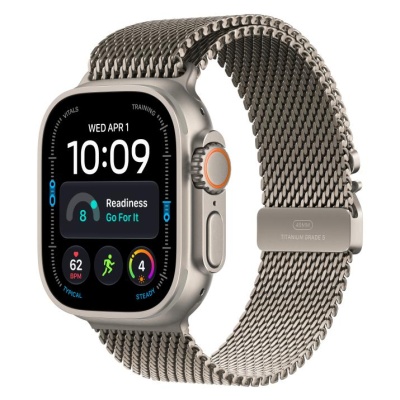 Apple Watch Ultra 4 GPS + Cellular 49mm Natural Titanium Case with Natural Titanium Milanese Loop - L