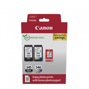 Canon pachet cartuse cearneala PG-545/CL-546 PHOTO VALUE PACK, capacitate negru: 180 pagini/8ml, Color: 180 pagini / 8ml, Compatibil cu: PIXMA 2550S, PIXMA IP2850, PIXMA MG2450, PIXMA MG2550, PIXMA MG2950, PIXMA MG3050, PIXMA MG3051, PIXMA MG3052, PIXMA