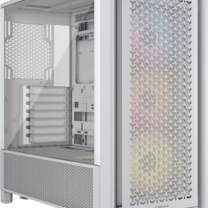 Carcasa CORSAIR FRAME 4000D RS Modular Mid Tower ARGB ALB, Tempered Glass, Sloturi Expansiune 7 orizontale sau 3 verticale, Drive Bays: 2x3.5" 4x2.5", Ventilatoare Suportate: 12 (spate: 1x120mm sau 1x140mm, fata: 3x120mm sau 2x140mm sau 2x200mm, lateral: