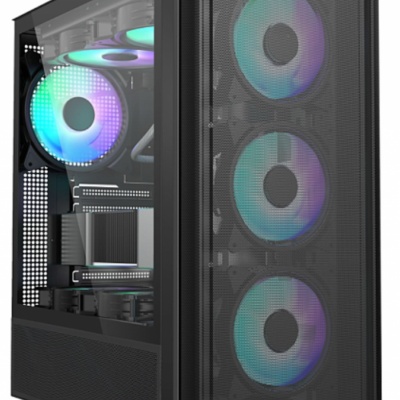 Carcasa gaming Serioux Vanguard, fara sursa, tip middle tower, capac superior cu filtru magnetic de praf, panoul lateral: sticla securizata, sasiu: SPCC 0.5T, USB2.0x2+HD Audio, USB 3.0 x1, porturi rezervate pentru ventilator:, față: 3 x ventilatoare fix