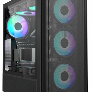 Carcasa gaming Serioux Vanguard, tip middle tower, capac superior cu filtru magnetic de praf, panoul lateral: sticla securizata, sasiu: SPCC 0.5T, USB2.0x2+HD Audio, USB 3.0 x1, porturi rezervate pentru ventilator:, față: 3 x ventilatoare fix de