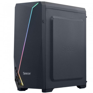 Carcasa Spacer Flash, ATX, MidTower, Gaming, fara sursa, sticla securizata, USB 2.0 x 2, USB 3.0 x 1, PSU shroud, black „SPCS-GC-FLASH” - Img 4