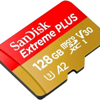 Card de Memorie MicroSDXC SanDisk Extreme PLUS, 128GB, Clasa 10, R/W speed: up to 100MB/s/ 90MB/s, include adaptor SD (pentru telefon)