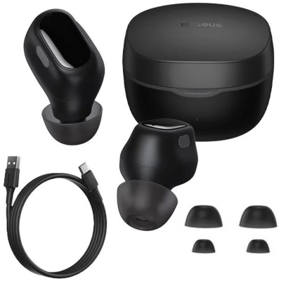 Casti Baseus Bowie WM01 TWS, wireless, bluetooth 5.0, microfon pe casca, negru - Img 2