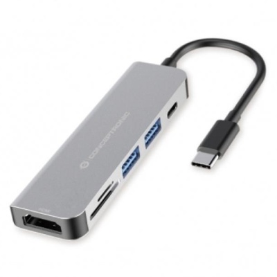 CONCEPTRONIC DONN02G 6-in-1 USB 3.2 Gen 1 Docking Station, USB 3.0 x 2, 60W USB PD, HDTV, SD, TF/MicroSD, 35.8 x 120 x 15 mm - Img 7