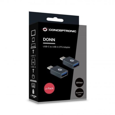 CONCEPTRONIC DONN03G USB-C to USB-A OTG Adapter 2-Pack, 10Gbps, 15 x 7 x 32 mm - Img 2