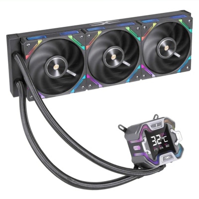 Cooler Procesor 1stPlayer X-Starship 360E-bk, display de 2,4 inches, aRGB, compatibil AMD/Intel, negru