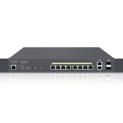 EnGenius Managed / stand-alone 13i 10xGbE + 2xSFP L2+, 130W Cloud Switch (PoE+) with 2x SFP, 8-port GbE PoE.af/at(+) 130W. 4 Uplink (2xGbE 2xSFP) L2+ 13i switch with Cloud Management