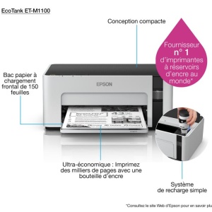 Imprimanta inkjet mono CISS Epson M1100, dimensiune A4, viteza max 32ppm, rezolutie printer 1440x720dpi, alimentare hartie 150 coli, volum maxim printare : 15000pagini/luna, interfata: USB 2.0, consumabile: Ecotank MX1xx negru XL (6k/pag.), MX1xx negru L - Img 12
