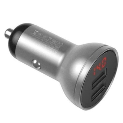 Incarcato auto Baseus Digital Display, 2 x USB Output 5V/4.8A, total output 24W, pt. bricheta auto, afisaj digital, argintiu - Img 2