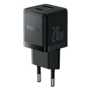 Incarcator retea Baseus Palm, Quick Charge 20W, 1 x USB, 1 x USB Type-C5V/3.0A, include cablu USB Type-C la USB Type-C 1m, negru