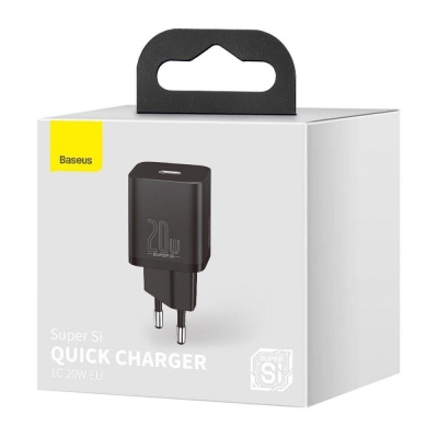 INCARCATOR retea Baseus Super Si, Quick Charge 20W, 1 x USB Type-C 5V/3A max, negru - Img 4