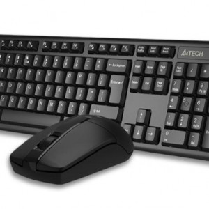Kit TASTATURA si Mouse A4TECH, „GK-3+G3-330N", wireless, 104 taste format standard, mouse 1000dpi, 3/1 butoane, negru, „3330N”