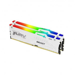 Memorie RAM Kingston, DIMM, DDR5, 32GB, 6000MHz, CL40, 1.35V, FURY Beast White, RGB, Kit of 2