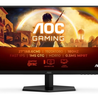 Monitor AOC 27" 27G42E, Diagonal (inch): 27, Diagonal (cm): 69, Aspect ratio: 16:9, Panel: IPS, Resolution: 1920x1080, Refresh Rate: 180Hz, Response time GtG: 1ms, Response time MPRT: 0.5ms, Brightness (max): 300 cd/m², Contrast (static) : 1000:1, - Img 2