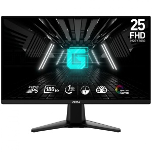 Monitor MSI 24.5" G255F, Diagonal (inch): 24.5, Diagonal (cm): 62.2, Aspect ratio: 16:9, Panel: IPS, Resolution: 1920x1080, Refresh Rate: 180Hz, Response time GtG: 1ms, Brightness (max): 300 cd/m², Contrast (static) : 1000:1, Contrast (dynamic): 100M:1,
